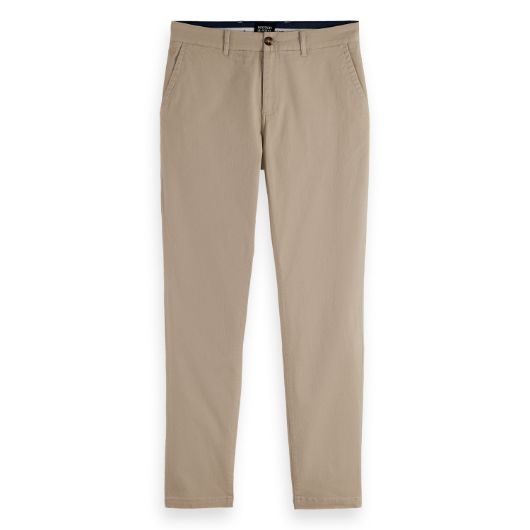 Снимка на SCOTCH&SODA MEN'S SEASONAL CORE - STUART - SLIM FIT WASHED COTTON BLEND CHINO IN MEDIUM BEIGE