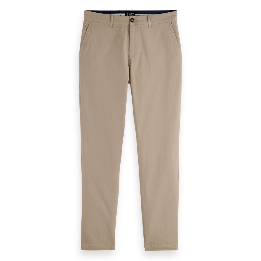Снимка на SCOTCH&SODA MEN'S SEASONAL CORE - STUART - SLIM FIT WASHED COTTON BLEND CHINO IN MEDIUM BEIGE
