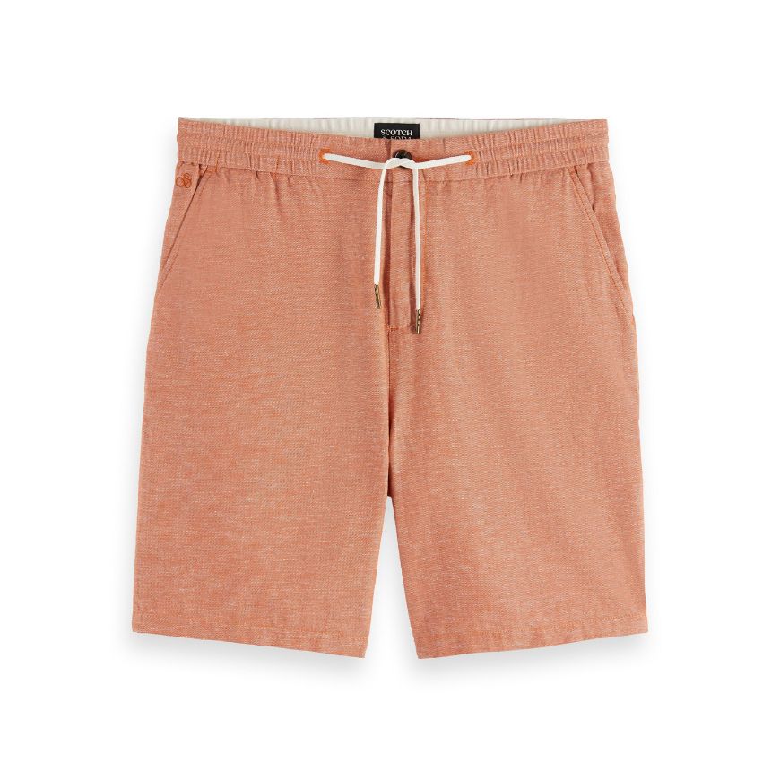 Снимка на SCOTCH&SODA MEN'S SEASONAL CORE - FAVE - COTTON LINEN BERMUDA IN MEDIUM BROWN
