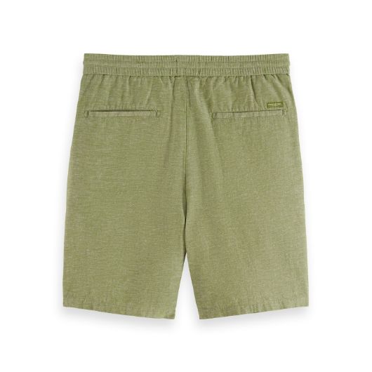 Снимка на SCOTCH&SODA MEN'S SEASONAL CORE - FAVE - COTTON LINEN BERMUDA IN DARK GREEN 2