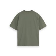 Picture of SCOTCH&SODA MEN'S SEASONAL CORE - LOOSE FIT 3 CROSSES POCKET T-SHIRT IN DARK GREEN 2