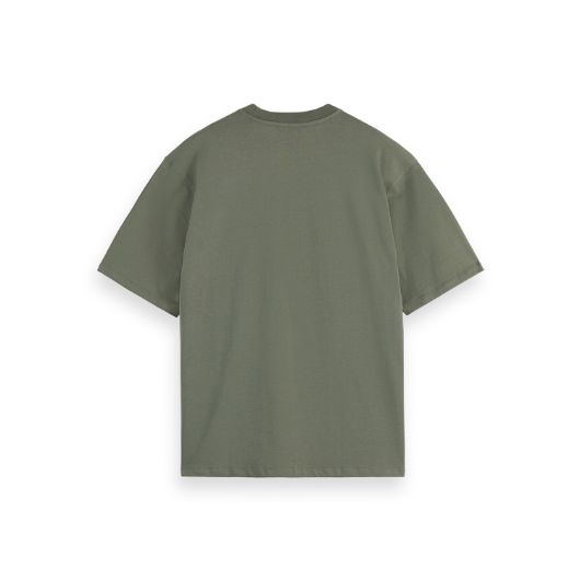 Picture of SCOTCH&SODA MEN'S SEASONAL CORE - LOOSE FIT 3 CROSSES POCKET T-SHIRT IN DARK GREEN 2