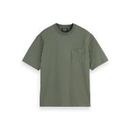 Picture of SCOTCH&SODA MEN'S SEASONAL CORE - LOOSE FIT 3 CROSSES POCKET T-SHIRT IN DARK GREEN 1