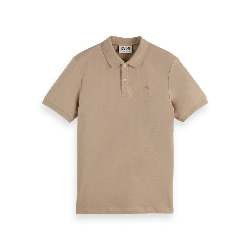 Picture of SCOTCH&SODA MEN'S SEASONAL CORE - REGULAR FIT POLO IN PLAZA TAUPE
