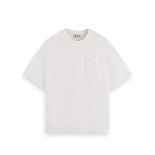 Снимка на SCOTCH&SODA MEN'S CORE - 3 CROSSES LOOSE FIT POCKET T-SHIRT IN WHITE
