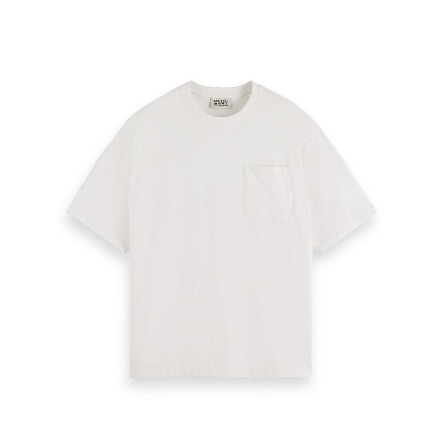 Снимка на SCOTCH&SODA MEN'S CORE - 3 CROSSES LOOSE FIT POCKET T-SHIRT IN WHITE
