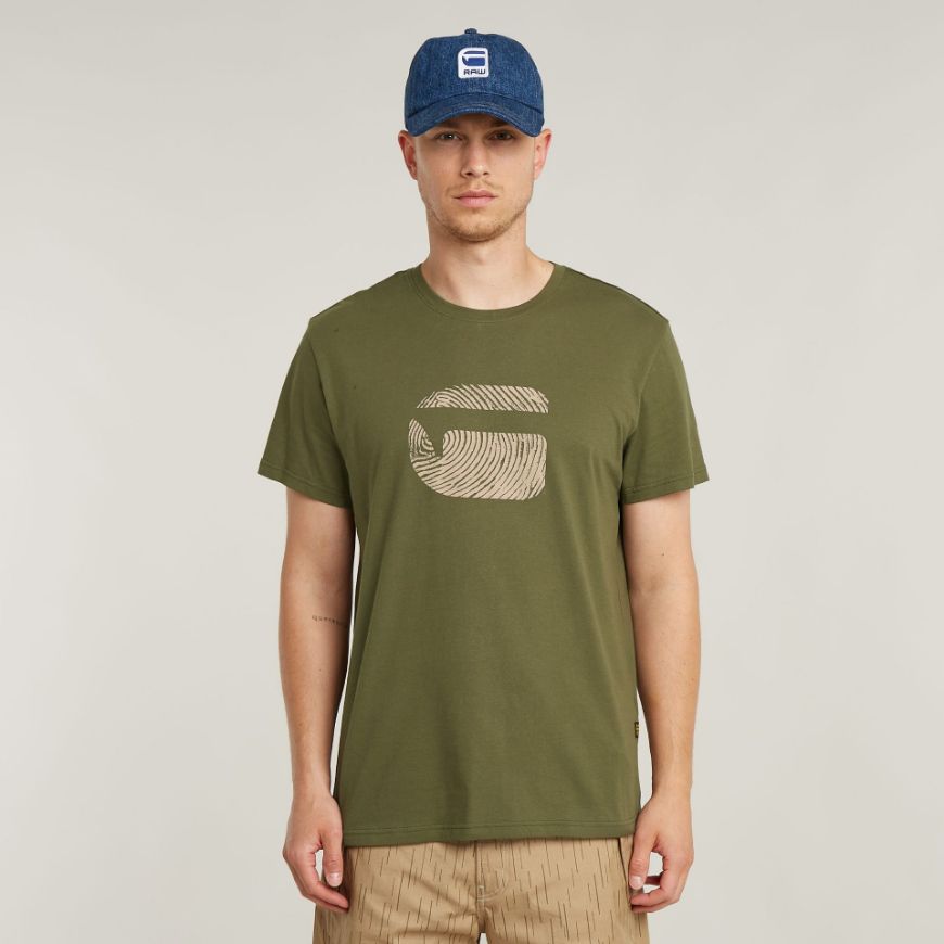 Picture of G-STAR MEN'S FINGER PRINT BURGER T-SHIRT IN GREEN