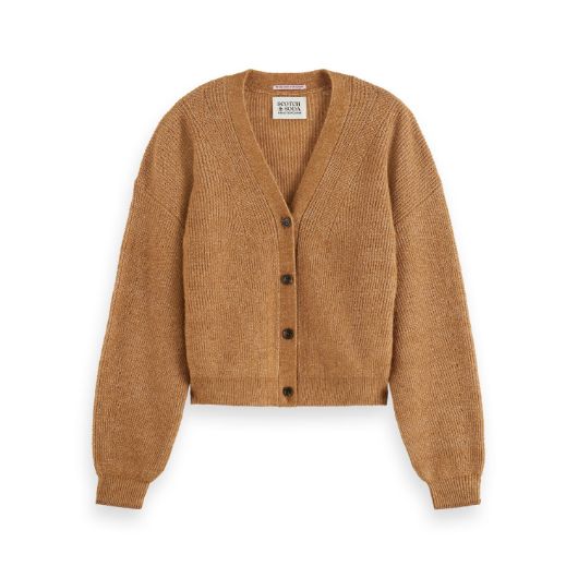 Снимка на SCOTCH&SODA WOMEN'S CORE FUZZY RELAXED CARDIGAN IN TOBACCO MELANGE