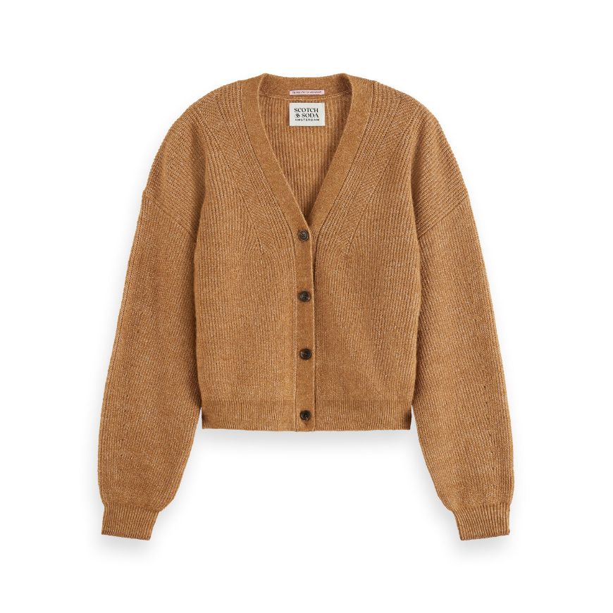 Снимка на SCOTCH&SODA WOMEN'S CORE FUZZY RELAXED CARDIGAN IN TOBACCO MELANGE