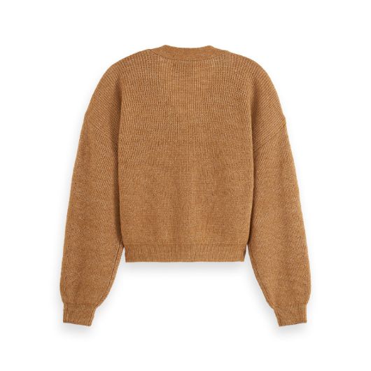 Снимка на SCOTCH&SODA WOMEN'S CORE FUZZY RELAXED CARDIGAN IN TOBACCO MELANGE