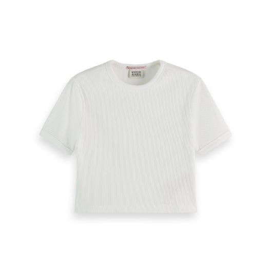 Снимка на SCOTCH&SODA WOMEN'S CORE BABY RIB T-SHIRT IN WHITE