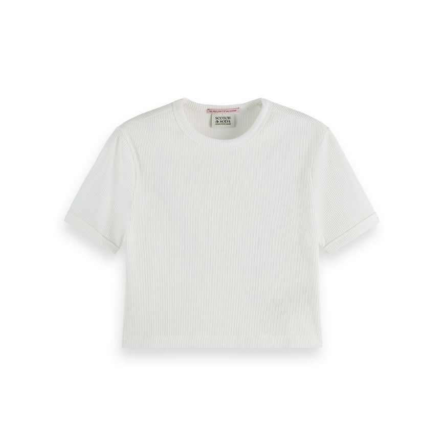 Снимка на SCOTCH&SODA WOMEN'S CORE BABY RIB T-SHIRT IN WHITE