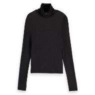 Снимка на SCOTCH&SODA WOMEN'S CORE ROLL UP NECK LONG SLEEVE T-SHIRT IN BLACK 1