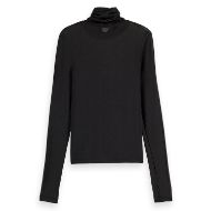 Снимка на SCOTCH&SODA WOMEN'S CORE ROLL UP NECK LONG SLEEVE T-SHIRT IN BLACK 2