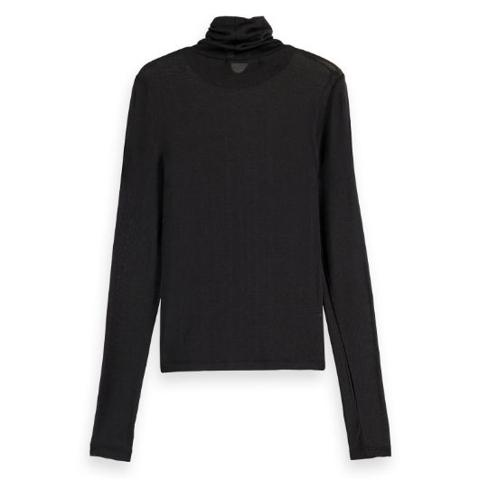 Снимка на SCOTCH&SODA WOMEN'S CORE ROLL UP NECK LONG SLEEVE T-SHIRT IN BLACK
