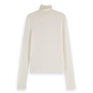 Снимка на SCOTCH&SODA WOMEN'S CORE ROLL UP NECK LONG SLEEVE T-SHIRT IN OFF WHITE 2