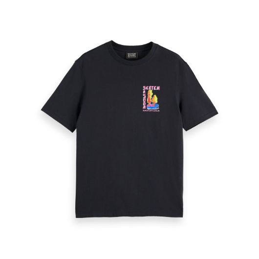 Снимка на SCOTCH&SODA MEN'S REGULAR FIT FRONT AND BACK ARTWORK T-SHIRT IN DARK GREY