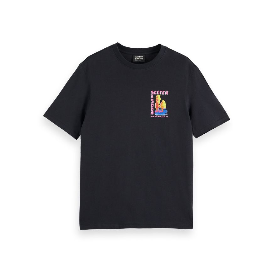 Снимка на SCOTCH&SODA MEN'S REGULAR FIT FRONT AND BACK ARTWORK T-SHIRT IN DARK GREY