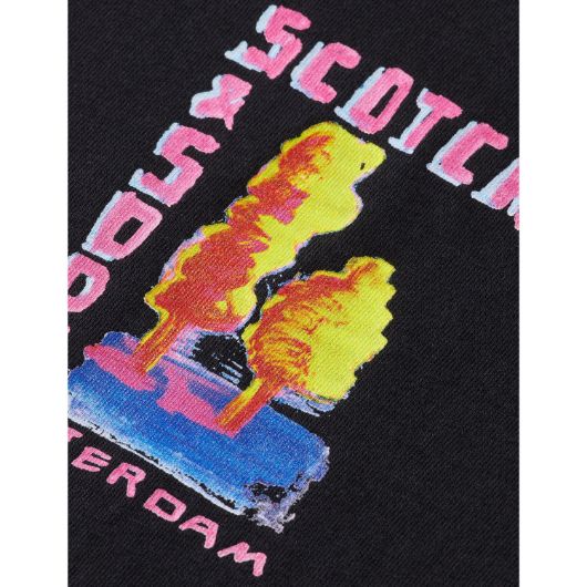 Снимка на SCOTCH&SODA MEN'S REGULAR FIT FRONT AND BACK ARTWORK T-SHIRT IN DARK GREY