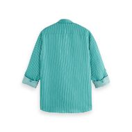 Снимка на SCOTCH&SODA MEN'S SEASONAL CORE - REGULAR FIT STRIPED LINEN SHIRT IN DARK GREEN 2