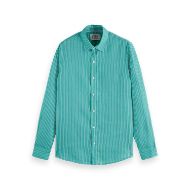 Снимка на SCOTCH&SODA MEN'S SEASONAL CORE - REGULAR FIT STRIPED LINEN SHIRT IN DARK GREEN 3