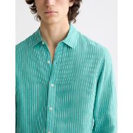 Снимка на SCOTCH&SODA MEN'S SEASONAL CORE - REGULAR FIT STRIPED LINEN SHIRT IN DARK GREEN 5