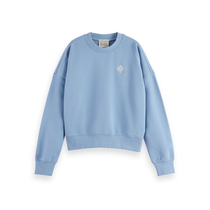 Снимка на SCOTCH&SODA WOMEN'S EMBROIDERED LOGO RELAXED FIT SWEATSHIRT IN FADED DENIM