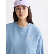 Снимка на SCOTCH&SODA WOMEN'S EMBROIDERED LOGO RELAXED FIT SWEATSHIRT IN FADED DENIM 4