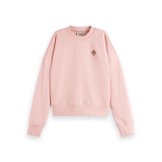 Снимка на SCOTCH&SODA WOMEN'S EMBROIDERED LOGO RELAXED FIT SWEATSHIRT IN BARELY THERE