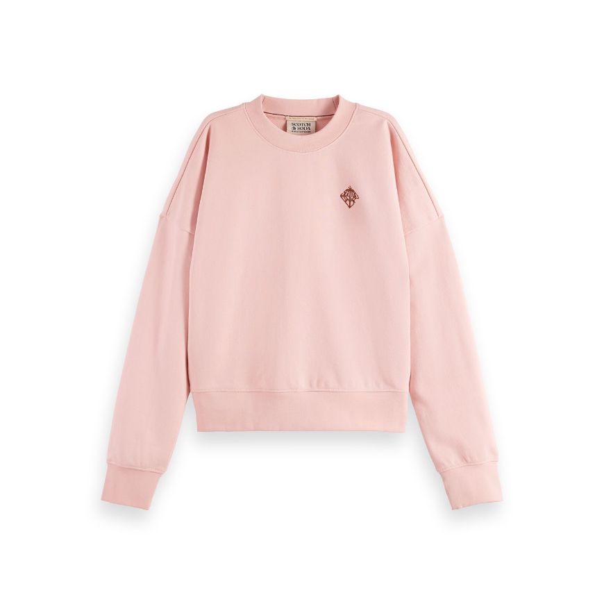 Снимка на SCOTCH&SODA WOMEN'S EMBROIDERED LOGO RELAXED FIT SWEATSHIRT IN BARELY THERE