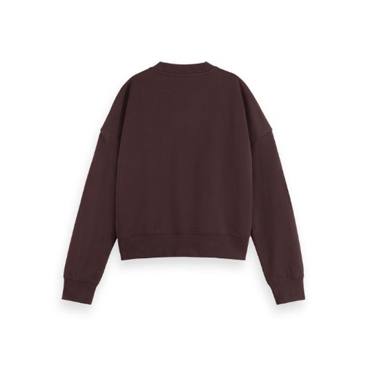 Снимка на SCOTCH&SODA WOMEN'S EMBROIDERED LOGO RELAXED FIT SWEATSHIRT IN CHOCOLATE PLUM