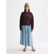 Снимка на SCOTCH&SODA WOMEN'S EMBROIDERED LOGO RELAXED FIT SWEATSHIRT IN CHOCOLATE PLUM 6