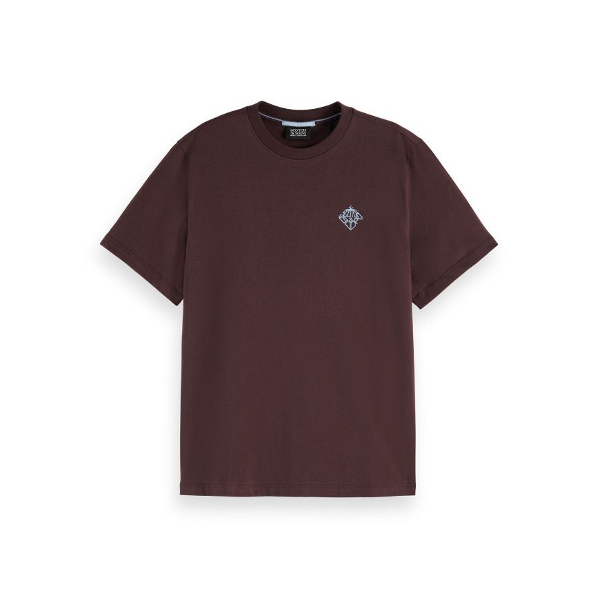 Снимка на SCOTCH&SODA WOMEN'S REGULAR FIT T-SHIRT WITH CHEST ARTWORK IN CHOCOLATE PLUM
