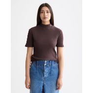 Снимка на SCOTCH&SODA WOMEN'S MOCK NECK RIB T-SHIRT IN CHOCOLATE PLUM 5