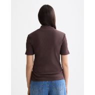 Снимка на SCOTCH&SODA WOMEN'S MOCK NECK RIB T-SHIRT IN CHOCOLATE PLUM 7