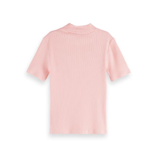 Снимка на SCOTCH&SODA WOMEN'S MOCK NECK RIB T-SHIRT IN BARELY THERE