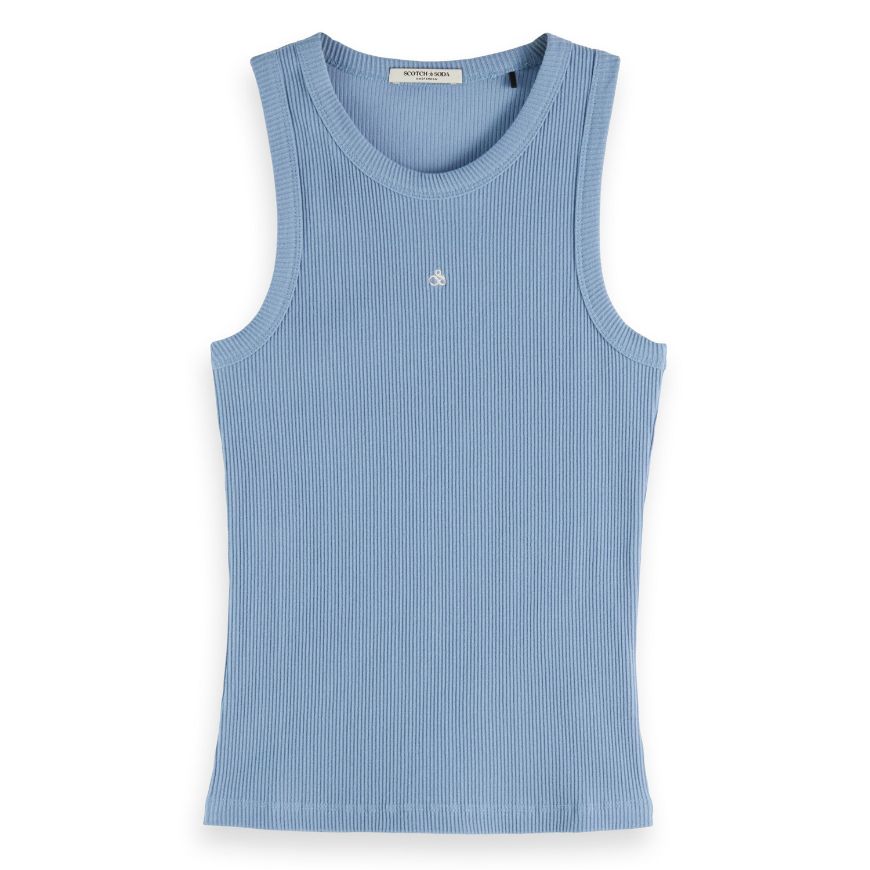 Снимка на SCOTCH&SODA WOMEN'S RIB RACER TANK IN FADED DENIM