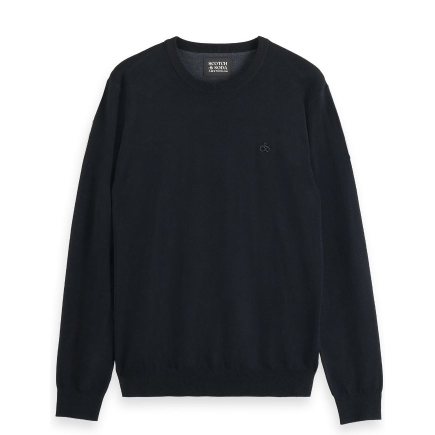 Picture of SCOTCH&SODA MEN'S CORE - VISCOSE PULLOVER CREWNECK IN BLACK