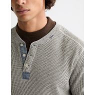 Снимка на SCOTCH&SODA MEN'S DENIM WASHED LONG SLEEVE HENLEY WITH CHAMBRAY DETAILS IN GREY 6