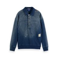 Снимка на SCOTCH&SODA MEN'S WORKED OUT POPOVER SWEAT IN WASHED INDIGO IN NAVY 1