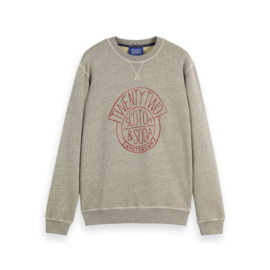 Снимка на SCOTCH&SODA MEN'S DENIM WASHED ARTWORK SWEATSHIRT IN MEDIUM GREY
