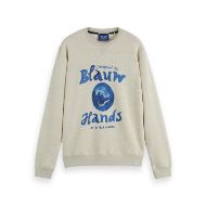 Снимка на SCOTCH&SODA MEN'S DENIM WASHED ARTWORK SWEATSHIRT IN LIGHT BEIGE 1
