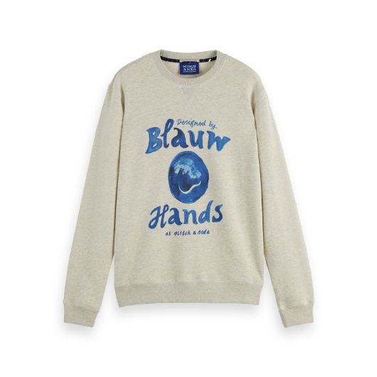 Показвай детайлите за SCOTCH&SODA MEN'S DENIM WASHED ARTWORK SWEATSHIRT IN LIGHT BEIGE 1 - FanPoint Снимка на SCOTCH&SODA MEN'S DENIM WASHED ARTWORK SWEATSHIRT IN LIGHT BEIGE 1