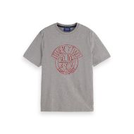 Снимка на SCOTCH&SODA MEN'S DENIM ARTWORK T-SHIRT IN MEDIUM GREY 1