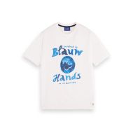 Снимка на SCOTCH&SODA MEN'S DENIM ARTWORK T-SHIRT IN WHITE 1