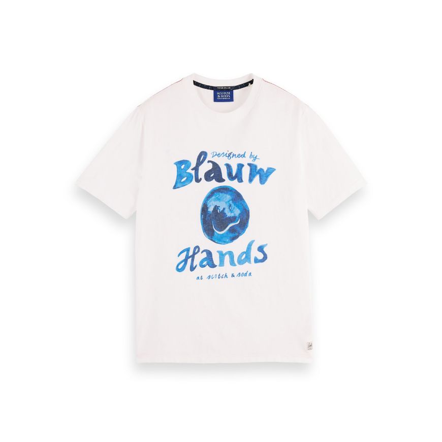 Снимка на SCOTCH&SODA MEN'S DENIM ARTWORK T-SHIRT IN WHITE