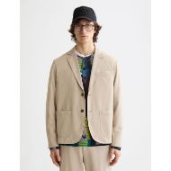 Снимка на SCOTCH&SODA MEN'S RELAXED FIT COTTON LINEN TWILL 2-BUTTON BLAZER IN LIGHT BEIGE 4