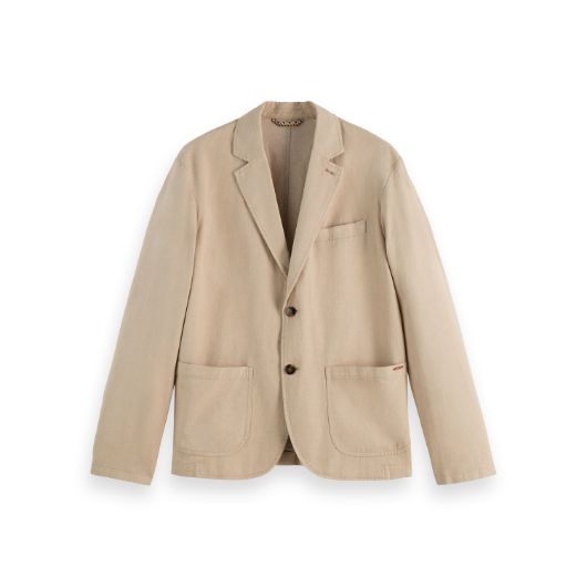 Показвай детайлите за SCOTCH&SODA MEN'S RELAXED FIT COTTON LINEN TWILL 2-BUTTON BLAZER IN LIGHT BEIGE 1 - FanPoint Снимка на SCOTCH&SODA MEN'S RELAXED FIT COTTON LINEN TWILL 2-BUTTON BLAZER IN LIGHT BEIGE 1