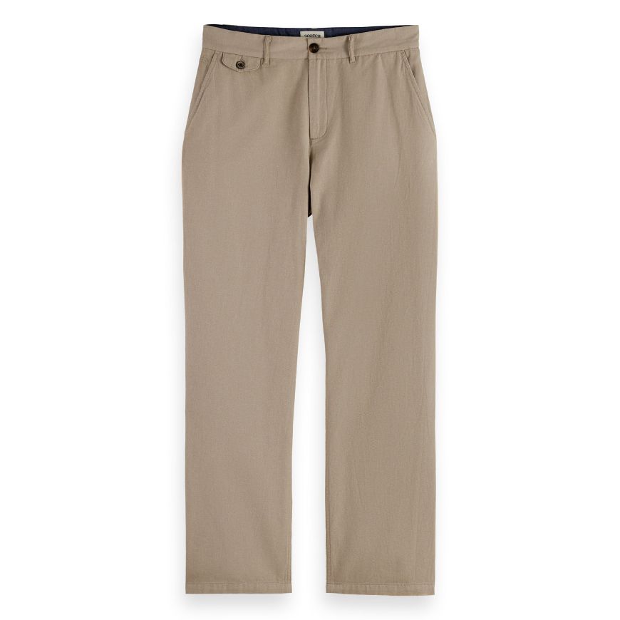 Снимка на SCOTCH&SODA MEN'S OTIS - RELAXED STRAIGHT FIT COTTON LINEN TWILL CHINO IN MEDIUM BEIGE