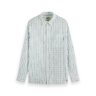 Снимка на SCOTCH&SODA MEN'S STRIPED COTTON-VOILE SHIRT IN WHITE/BLUE GREEN STRIPES 1